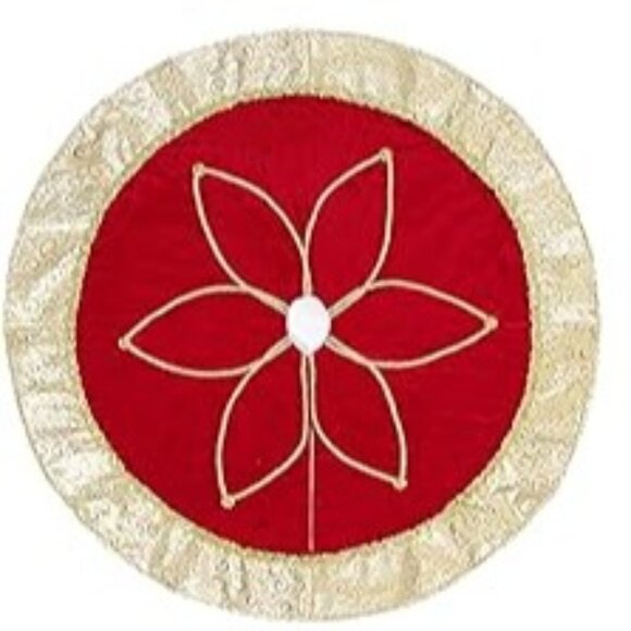 Ateuinsa Christmas Tree Skirt 48 Inches,Luxury Wine Red Gold Velvet - Picture 1 of 1